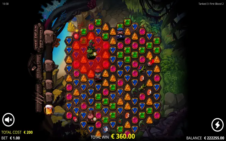 Tanked 3 First Blood 2 gameplay — warlord collecting green gems with grid expansion in progress